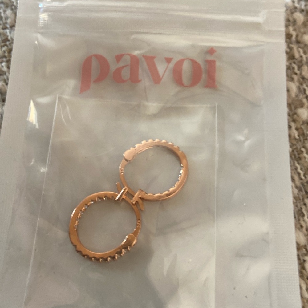 Small rose gold with small crystal hoop earrings